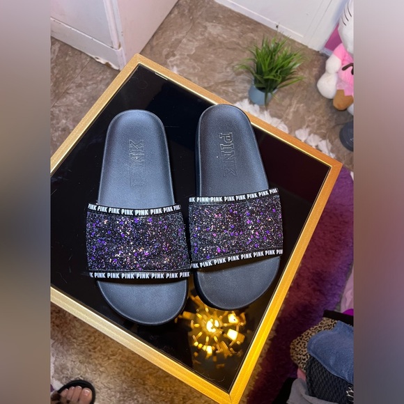 Black and Purple Glitter Slides - Picture 1 of 4